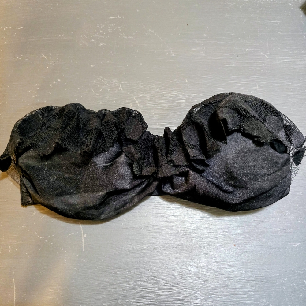 Nicolita Swim Ruffled Black Lace Bandeau Top